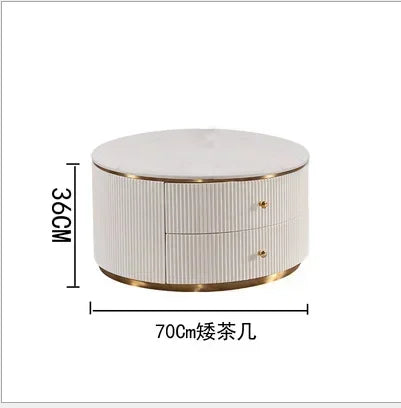 L # Best Selling Popular Marble Coffee Table Luxury Modern Marble Round Stainless Steel Corner Table