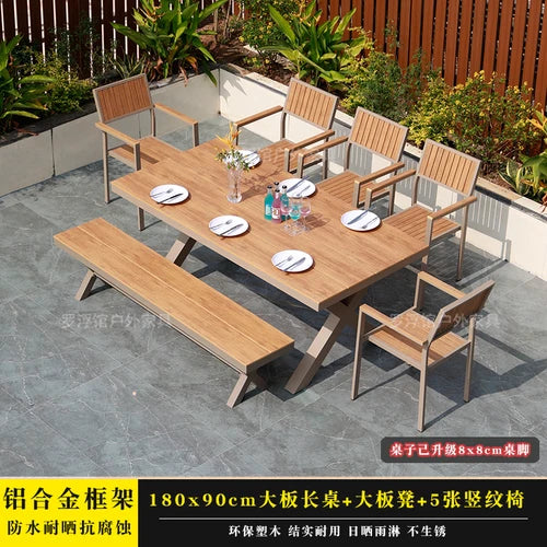 Courtyard table and chair outdoor balcony waterproof and sunscreen garden outdoor leisure table and chair combination