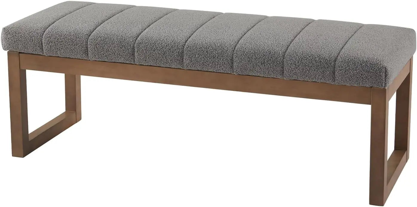 52.7" Modern Upholstered Teddy Fabric Bedroom Bench - Multi-Functional Footrest & Entryway/Dining Room Ottoman