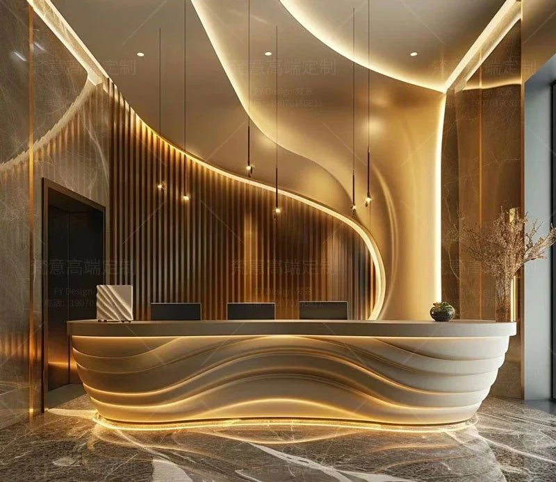 Painting front desk FRP reception desk Special-shaped creative service Bar counter Company information desk customization