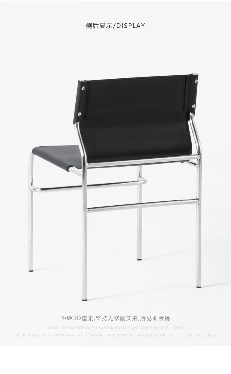Italian Simple Saddle Chair, Bauhaus Design Dining Chair, Stainless Steel Backrest Chair, Wholesale Available, Home Furniture