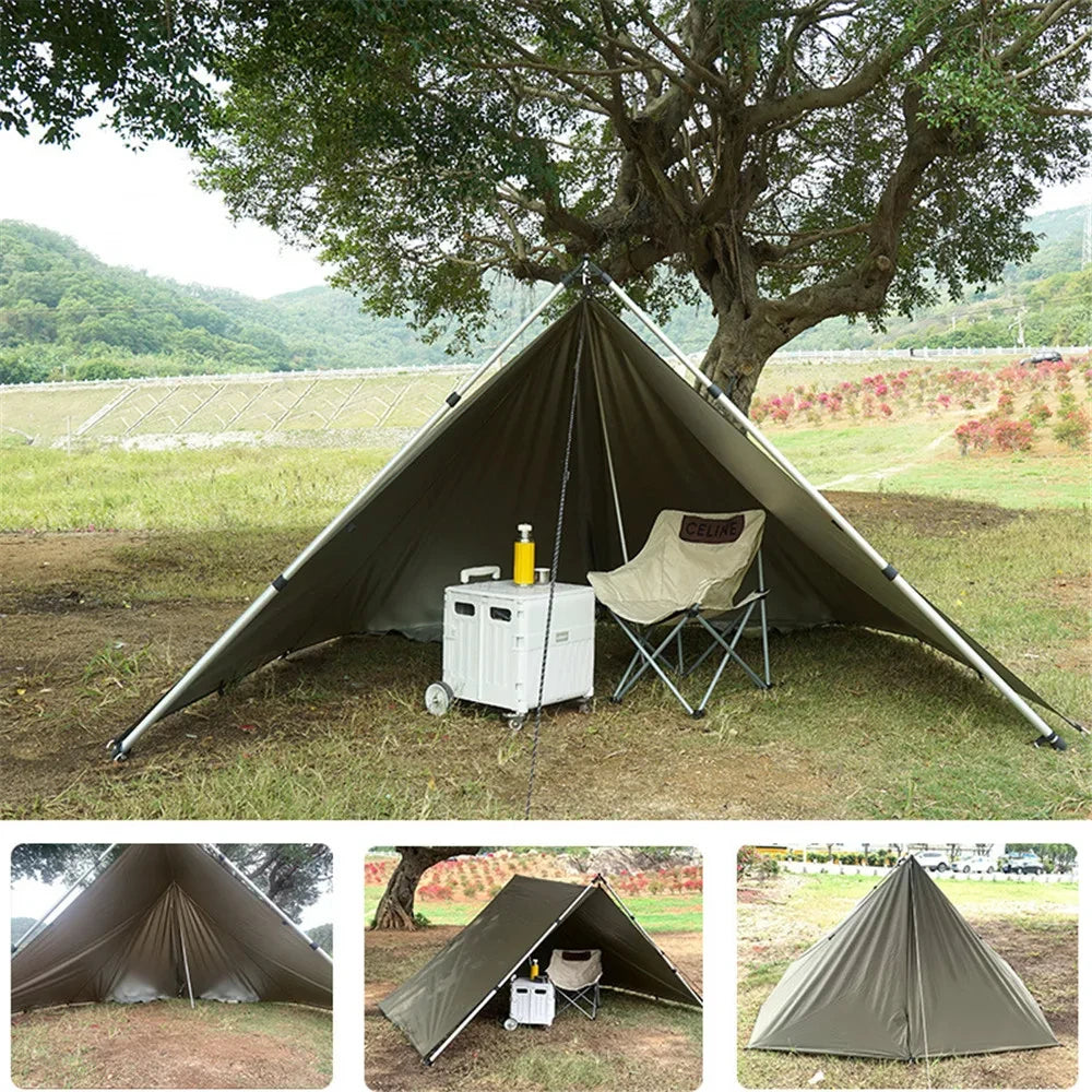 19 Hang Point Tarp Waterpoof Survival Bushcraft Sun Shelter Beach Shade Tent Outdoor Canopy Backpacking Tourist Awning 4x4 3x3m