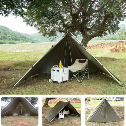 19 Hang Point Tarp Waterpoof Survival Bushcraft Sun Shelter Beach Shade Tent Outdoor Canopy Backpacking Tourist Awning 4x4 3x3m