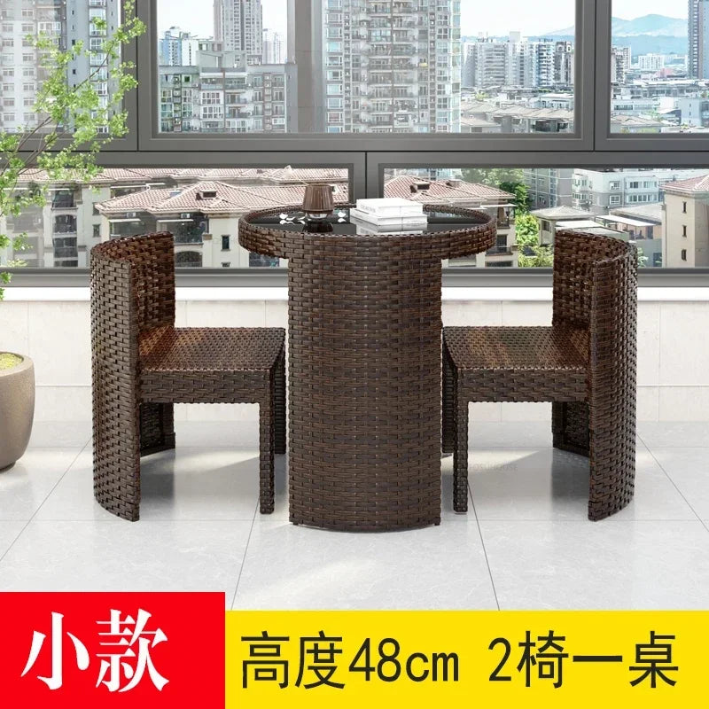 Rattan Garden Furniture Sets Balcony Home Table Chairs Storage Leisure Table and Chair Three-piece Set Outdoor Patio Combination