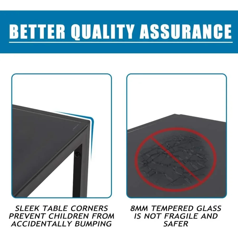 | 5-Piece Dining Table Set | Glass Kitchen Table with 4 Upholstered Chairs | Space-Saving Design