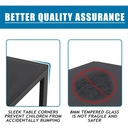 | 5-Piece Dining Table Set | Glass Kitchen Table with 4 Upholstered Chairs | Space-Saving Design