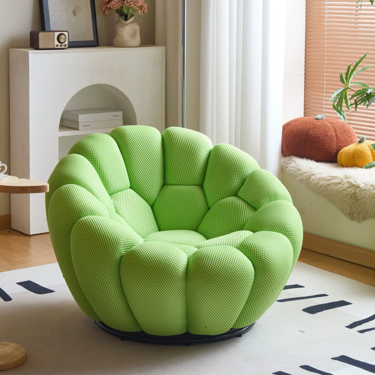 Modern Pumpkin Chair Luxury Bubble Sofa Single Lounge Seat Lazy Recliner for Bedroom Balcony Living Room Aesthetic Accent