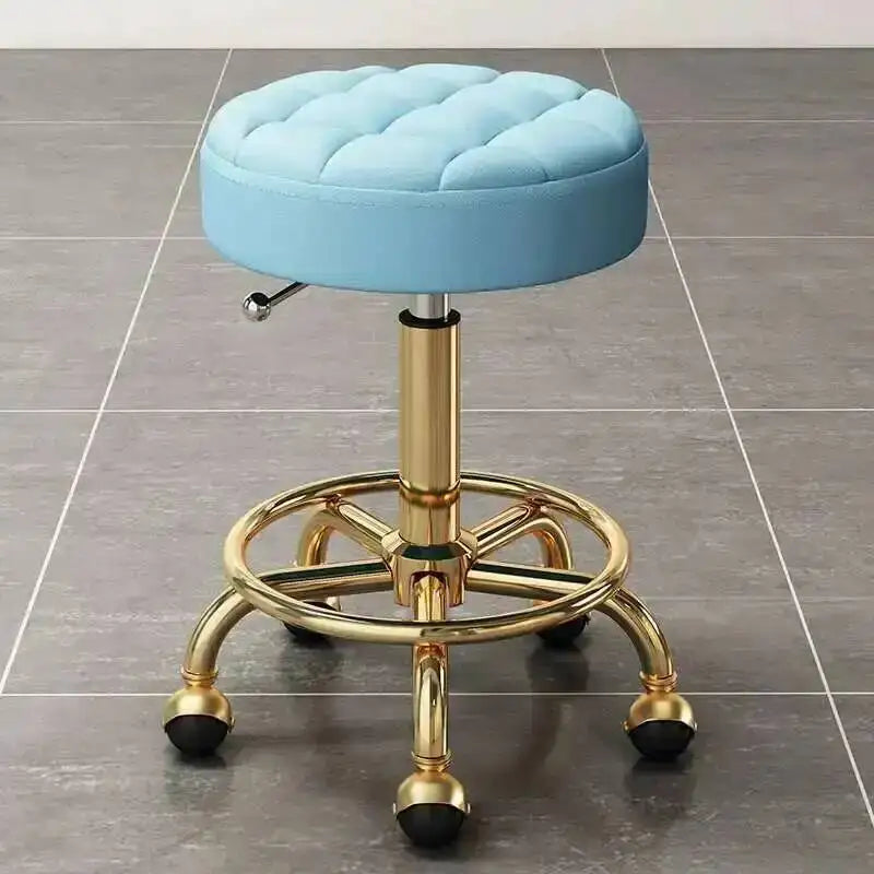 Barber Hairdressing Salon Chairs Gold Beauty Makeup Chair Furniture Office Desk Stool With Wheels Swivel Lifting Round Stools