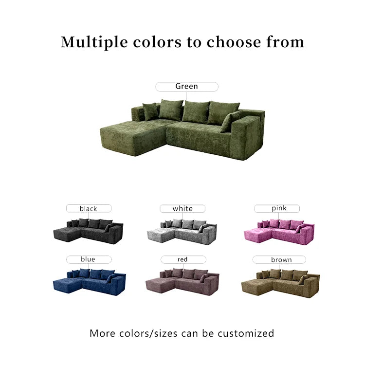For Modern L-Shape Compressed Corner Sofa Set in a Box Fabric 45D Foam Sponge High Density Reclining for Living Room Furniture