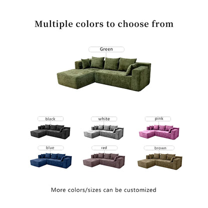 For Modern L-Shape Compressed Corner Sofa Set in a Box Fabric 45D Foam Sponge High Density Reclining for Living Room Furniture