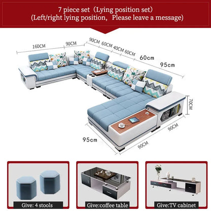 For living room minimalist modern large unit furniture set combination cotton and linen 2024 new technology fabric sofa