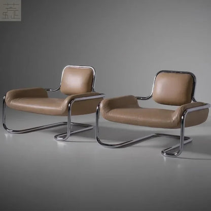 Medieval designer stainless steel embossed leisure chair personalized single sofa chair