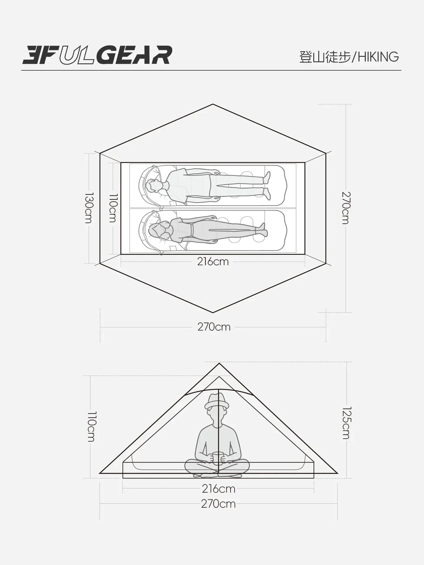 LanShan 2 3F UL GEAR 2 Person 1 Person Outdoor Ultralight Camping Tent 3 Season 4 Season Professional 15D Silnylon Rodless Tent