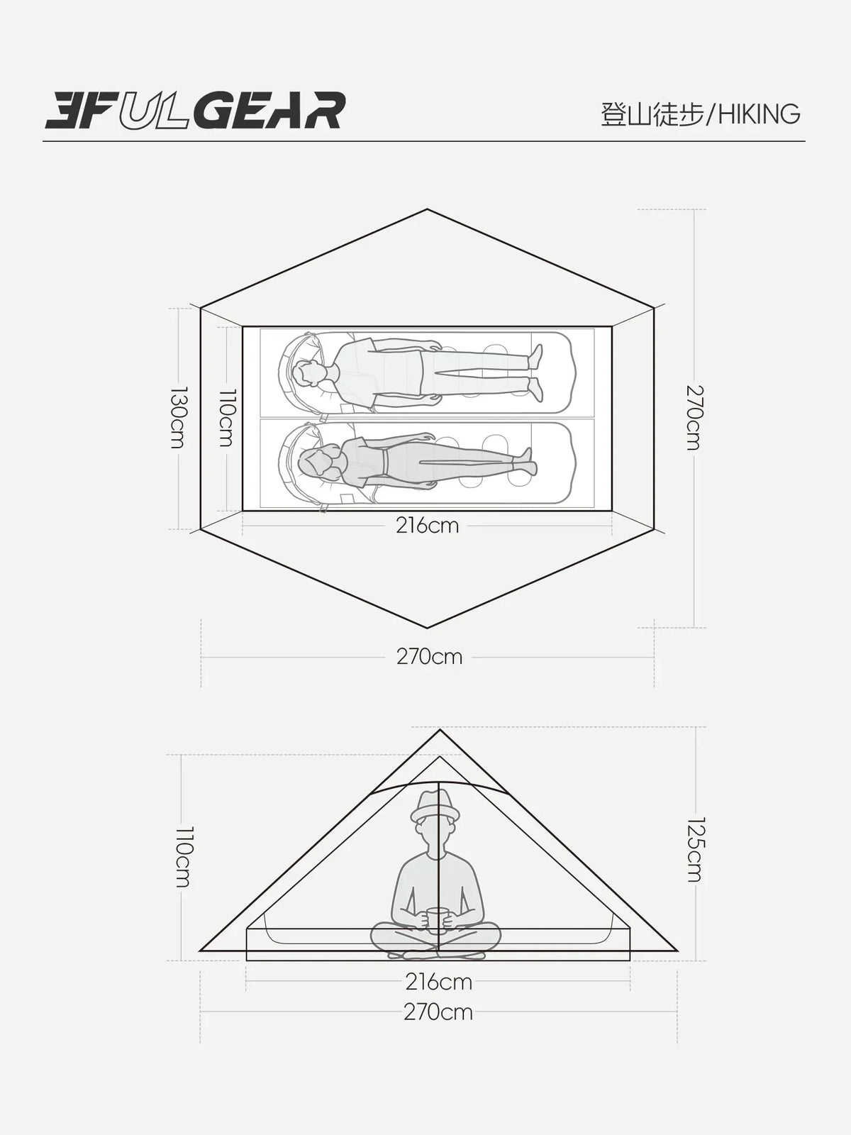 LanShan 2 3F UL GEAR 2 Person 1 Person Outdoor Ultralight Camping Tent 3 Season 4 Season Professional 15D Silnylon Rodless Tent