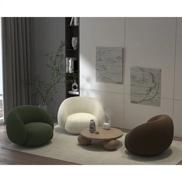 Nordic arc three-person reception sofa, special-shaped office, lambswool wedding dress studio, photo studio, single