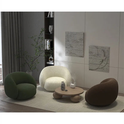 Nordic arc three-person reception sofa, special-shaped office, lambswool wedding dress studio, photo studio, single
