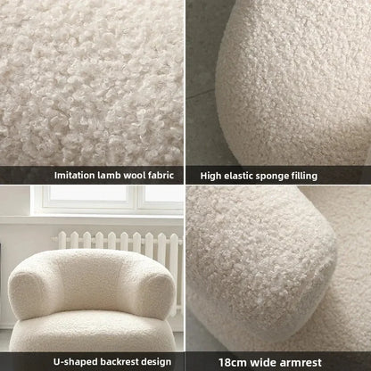 Nordic Designer Fabric Living Room Chairs Leisure Backrest Armchairs Bedroom Lambswool Luxury Single Sofa for Home Furniture