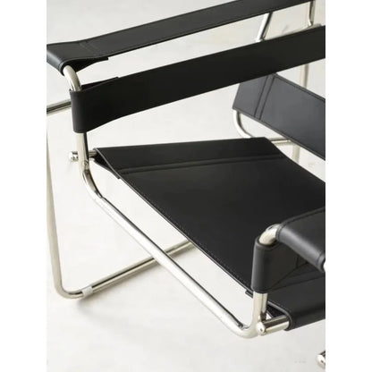 Bauhaus Tubular Steel Leather Sling Chair Mid Century Modern Lounge Armchair Iconic Minimalist Accent Seating