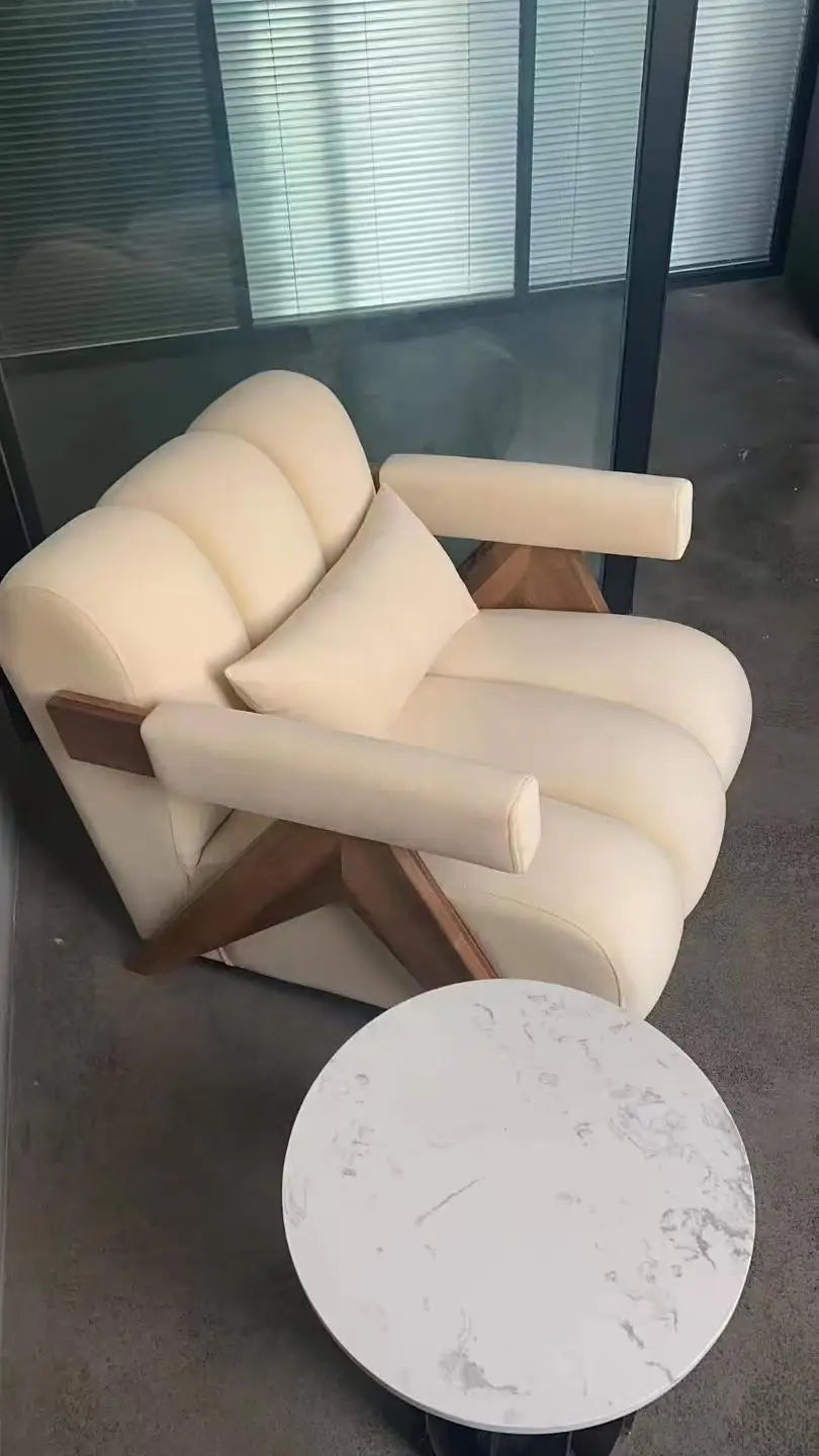 Nordic Wood Living Room Chairs Modern Living Room Sofas Home Balcony Single Leisure Back Armchair Fabric Sofa Chair Furniture