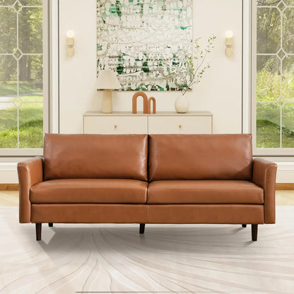 Modern Faux Leather Sofa for Small Spaces, 3 Seater, Bedroom, Office, Apartment, Living Room Couch, 80"