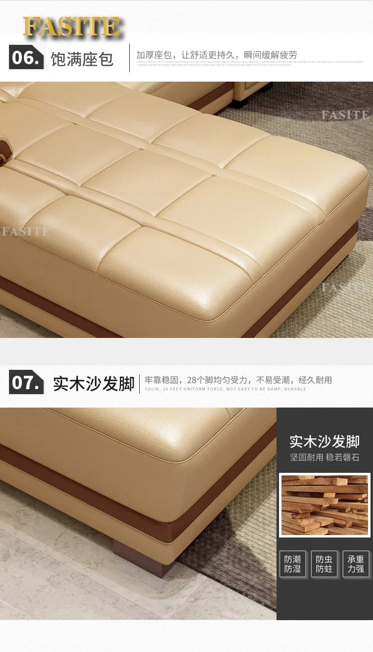 Leather sofa simple modern small apartment leather art corner furniture large combination package