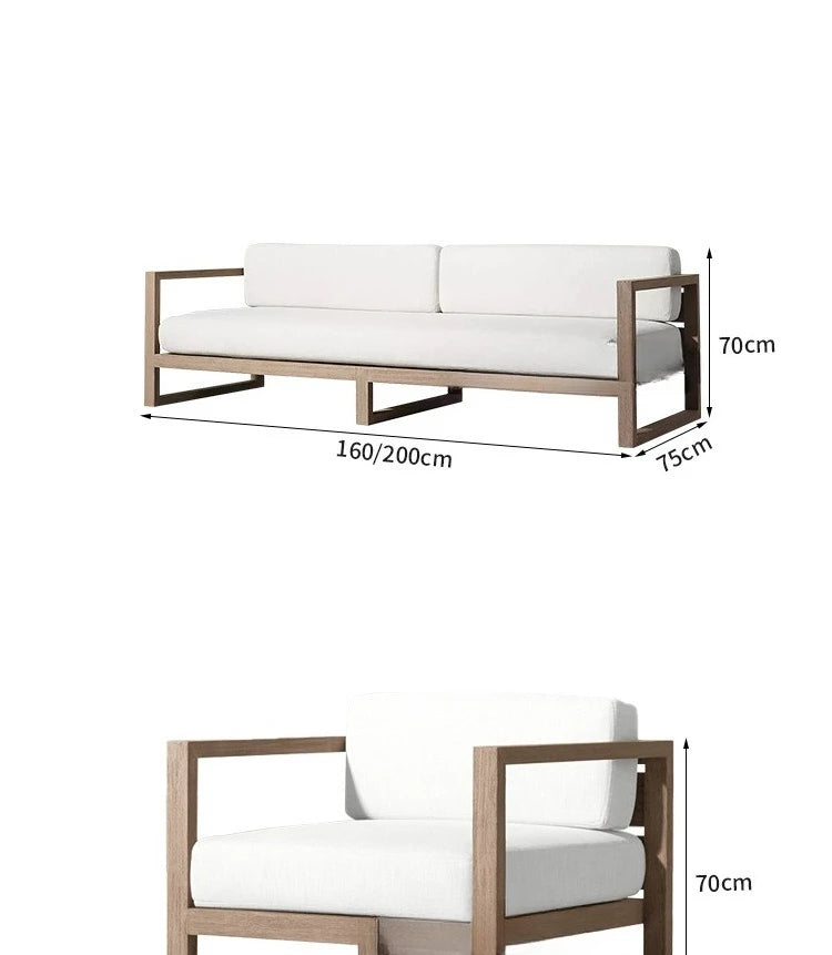 Garden sofa, teak furniture balcony, outdoor leisure chair, all solid wood sofa combination