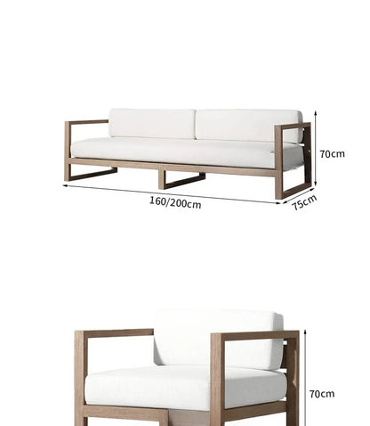 Garden sofa, teak furniture balcony, outdoor leisure chair, all solid wood sofa combination