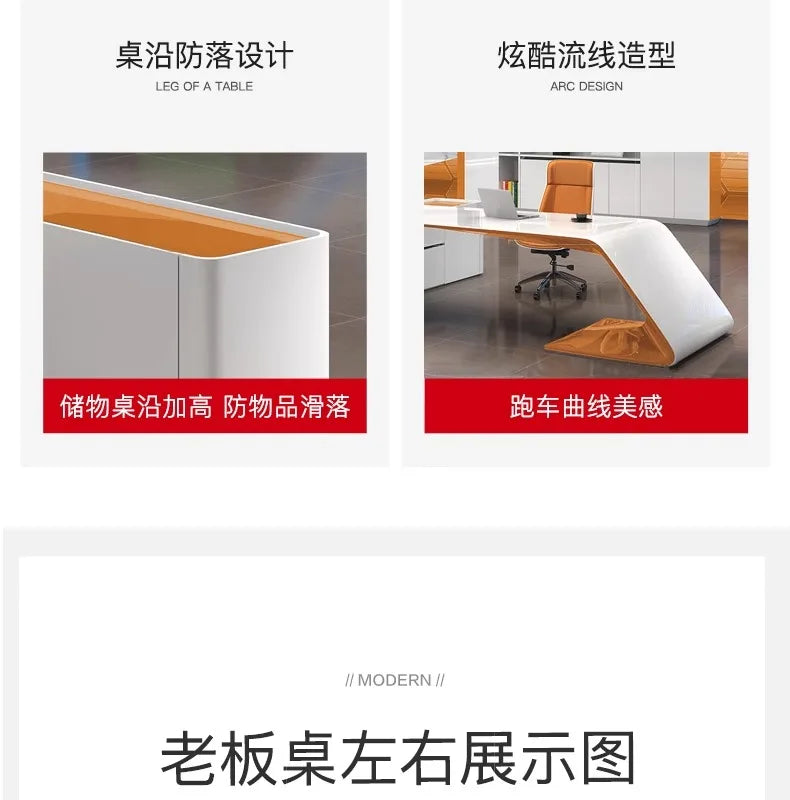 L Shaped Wooden Designer Office Desks Modern Luxury Drawers Large Computer Desks Asthetic Study Escritorio Office Furniture