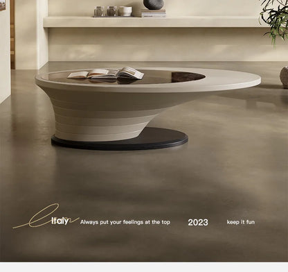 z. * Abyss table basse salon ménage petit appartement lumière luxe moderne ovale table basse en verre