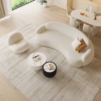 New Design Moon Curved Sofa Living Room Home Furniture Comfortable Living Room Modern White Lamb Wool Fabric Sofa