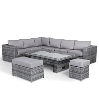 Wicker Rattan Garden Set Combination Garden Furniture Corner Outdoor Dining Sofa Set with Rising Table