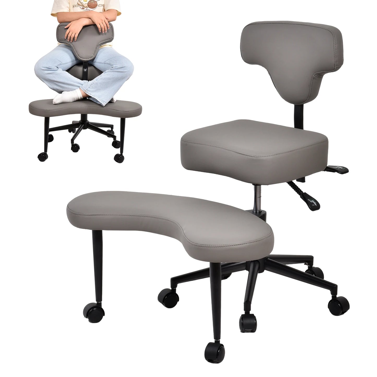 Meditation Chair Relaxing Chair with Wheels Height Adjustable Seat w/Lumbar Support for Adults Fidget and Yoga,Pose Improvement