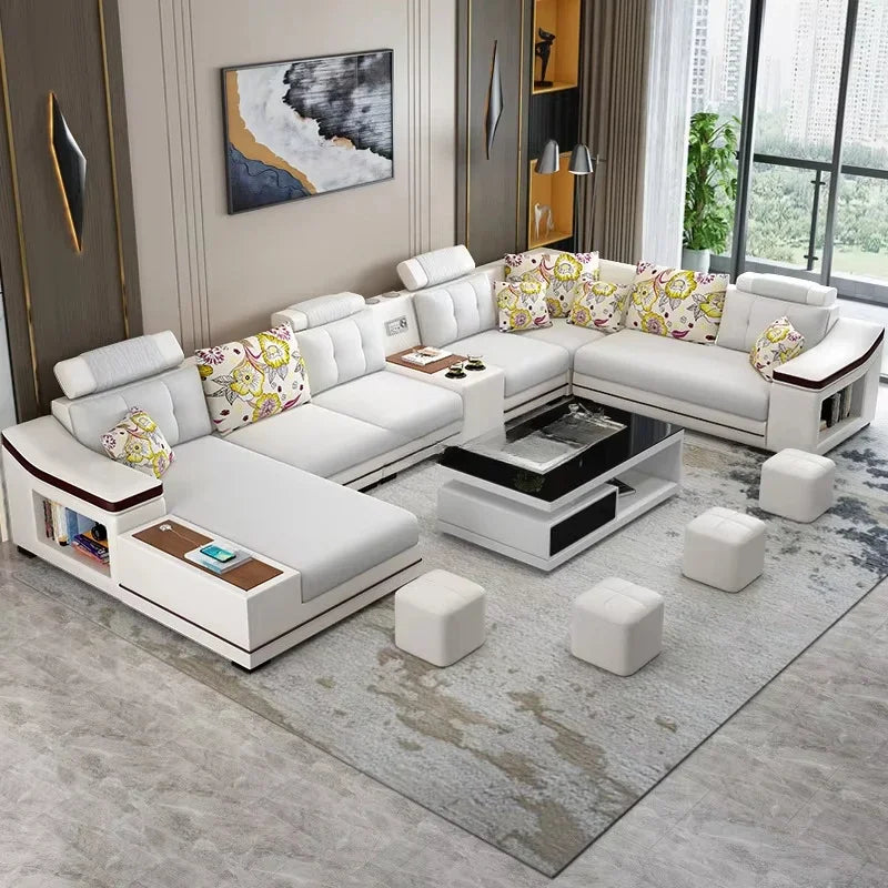 A New Modern Electric Reclining Function Sofa Leather Small Unit Living Room Corner Sofa
