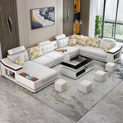 A New Modern Electric Reclining Function Sofa Leather Small Unit Living Room Corner Sofa