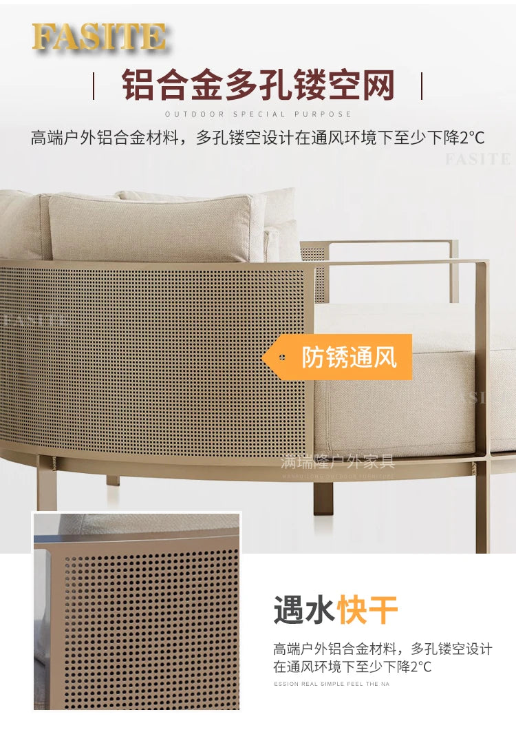 Villa Swimming Pool Outdoor Sofa Courtyard Garden Balcony Large Round Bed Beach Outdoor Lounger Champagne Gold