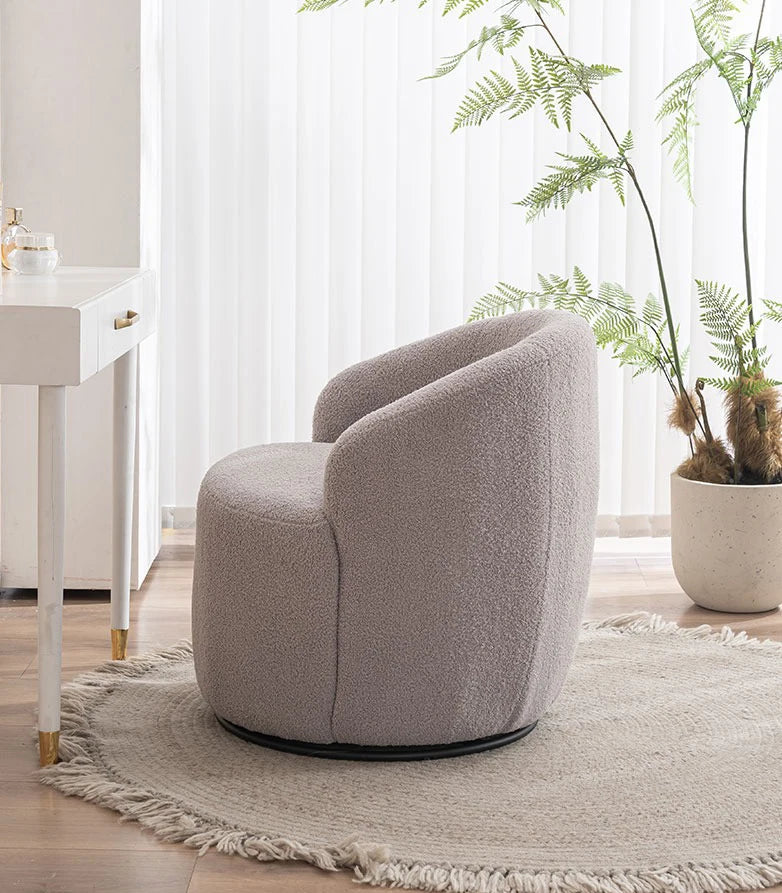 Best-Selling Modern Light Luxury Fabric Single Leisure Chair Cream Bedroom Makeup Stool Lamb Fleece Single Swivel Sofa Chair