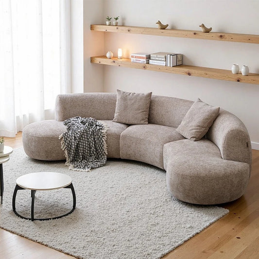 Sofa French retro medieval style curved module combination sofa wabi sandy wind large flat-floor villa fabric #