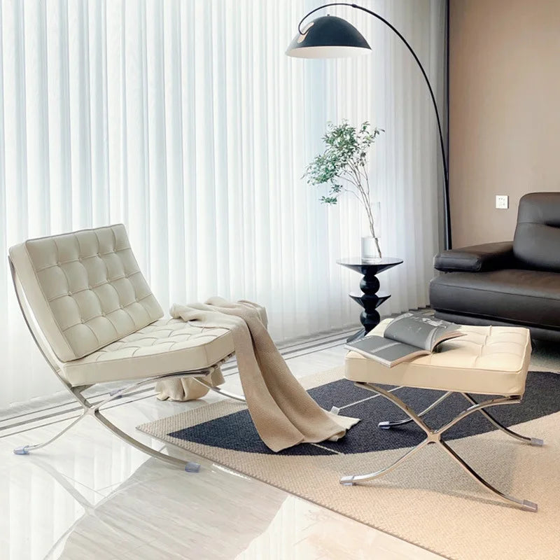 Designer Vintage Barcelona Chair Modern Simple Leather Barclon Italian Personality Single Lounge Chair