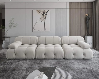 Nordic Sofa 138" Convertible Modular Sectional Couch, U-Shaped Minimalist Velvet , Mid-Century Modern Comfy