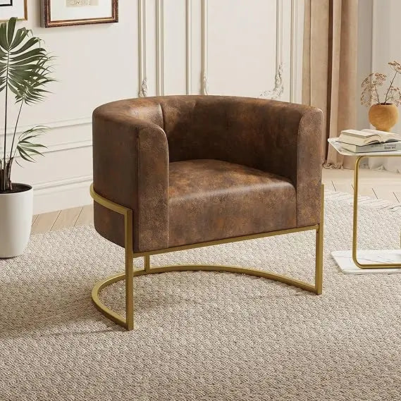 Navy Blue Velvet Accent Chair: Comfortable Modern Upholstered Barrel-Shaped Seat with Wide Arms for Living Room, Bedroom, or Clu