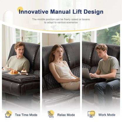 3 Seat Recliner Sofa with Console, Armrest, PU Leather, Cup Holders, USB Ports, Living Room/RV, Customized