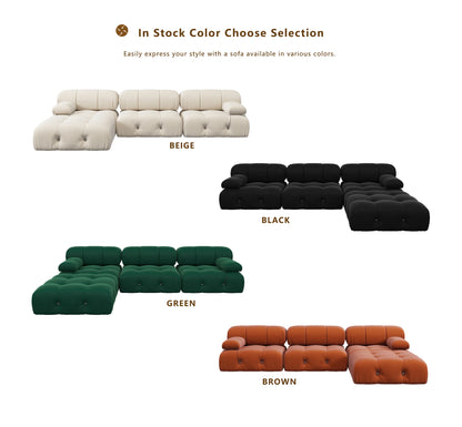 Nordic L Shape Sectional Sofa With Ottoman Modular Combination Velvet Modular Sofas Long Couch