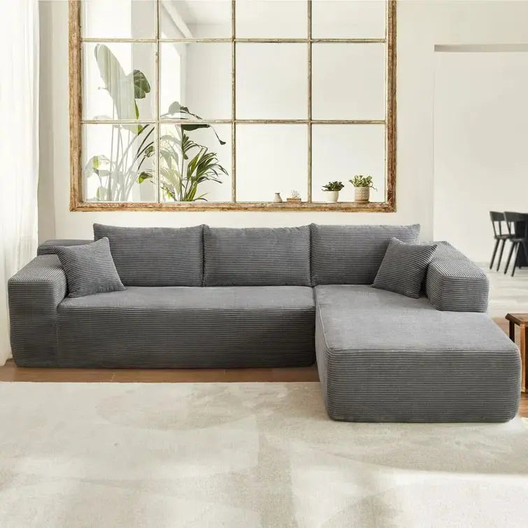 Modern tufted combination fabric compression combination sofa set L-shaped corner unit hotel villa apartment living room use