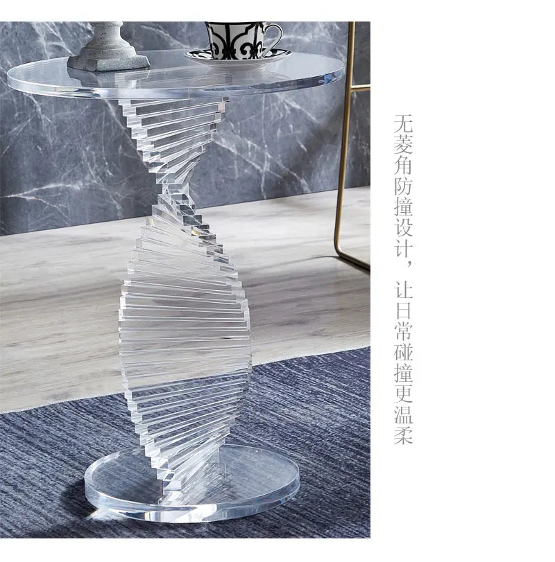 xzzSimple modern style small round table Nordic light luxury transparent corner few acrylic sofa side table