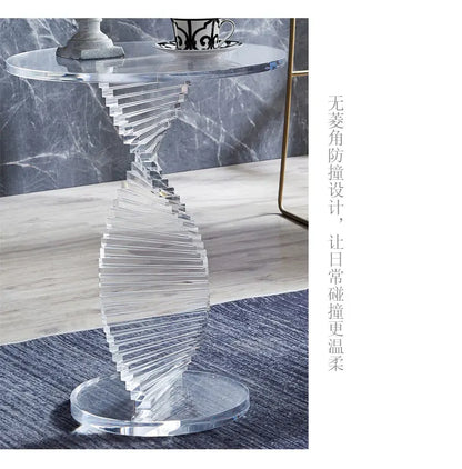 xzzSimple modern style small round table Nordic light luxury transparent corner few acrylic sofa side table