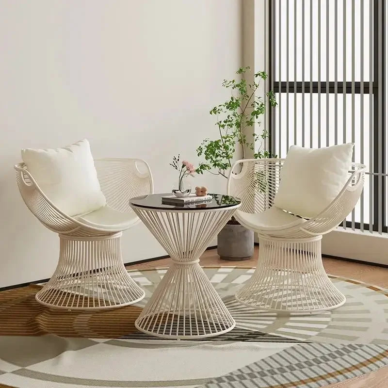 Cream Style Single Sofa Chair Designer Light Luxury Living Room Reception Table Balcony Leisure Table Chair Three Piece Set