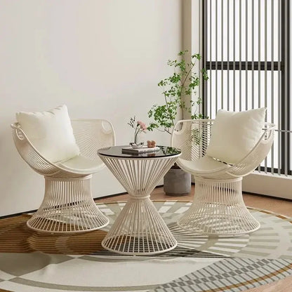 Cream Style Single Sofa Chair Designer Light Luxury Living Room Reception Table Balcony Leisure Table Chair Three Piece Set