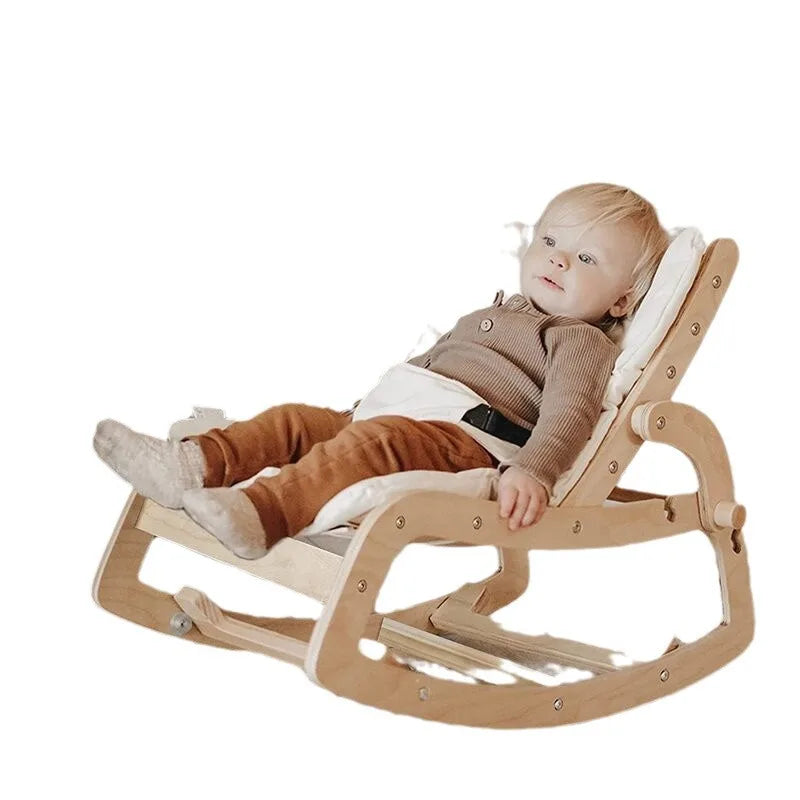 Rocking horse for children baby rocking chair solid wood home newborn recliner multifunctional wooden baby soothing chair ins