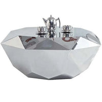 Modern Living Room Furniture Smart Luxurious Unique Diamond Shape Goldsilver Metal Mirrored Coffee Table
