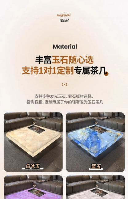 Rectangle Italian Marble Coffee Table Modern Style Luxury Minimalist Unique Coffee Table Living Room Mesa Centro Salon Furniture
